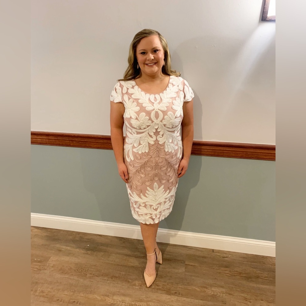 Frank Lyman White and Pale Pink Lace Dress